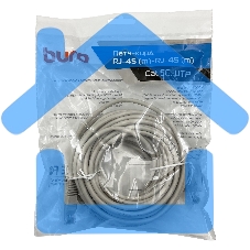 Патч-корд Buro UTP cat5E 10м серый RJ-45 (m)-RJ-45 (m)