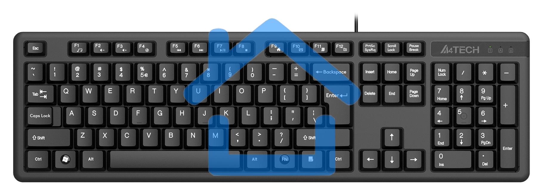 Клавиатура A4Tech KK-3 проводная, USB, черный