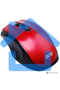 Мышь беспроводная Acer OMR032 черный/красный, 1600 dpi, радиоканал, USB, кнопки - 4