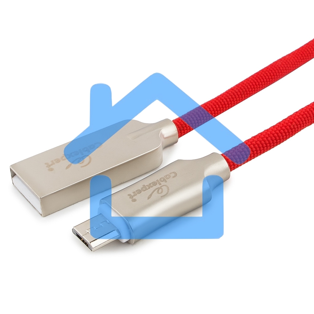 Кабель USB 2.0 Cablexpert CC-P-mUSB02R-1.8M, AM/microB, серия Platinum, длина 1.8м, красный, блистер