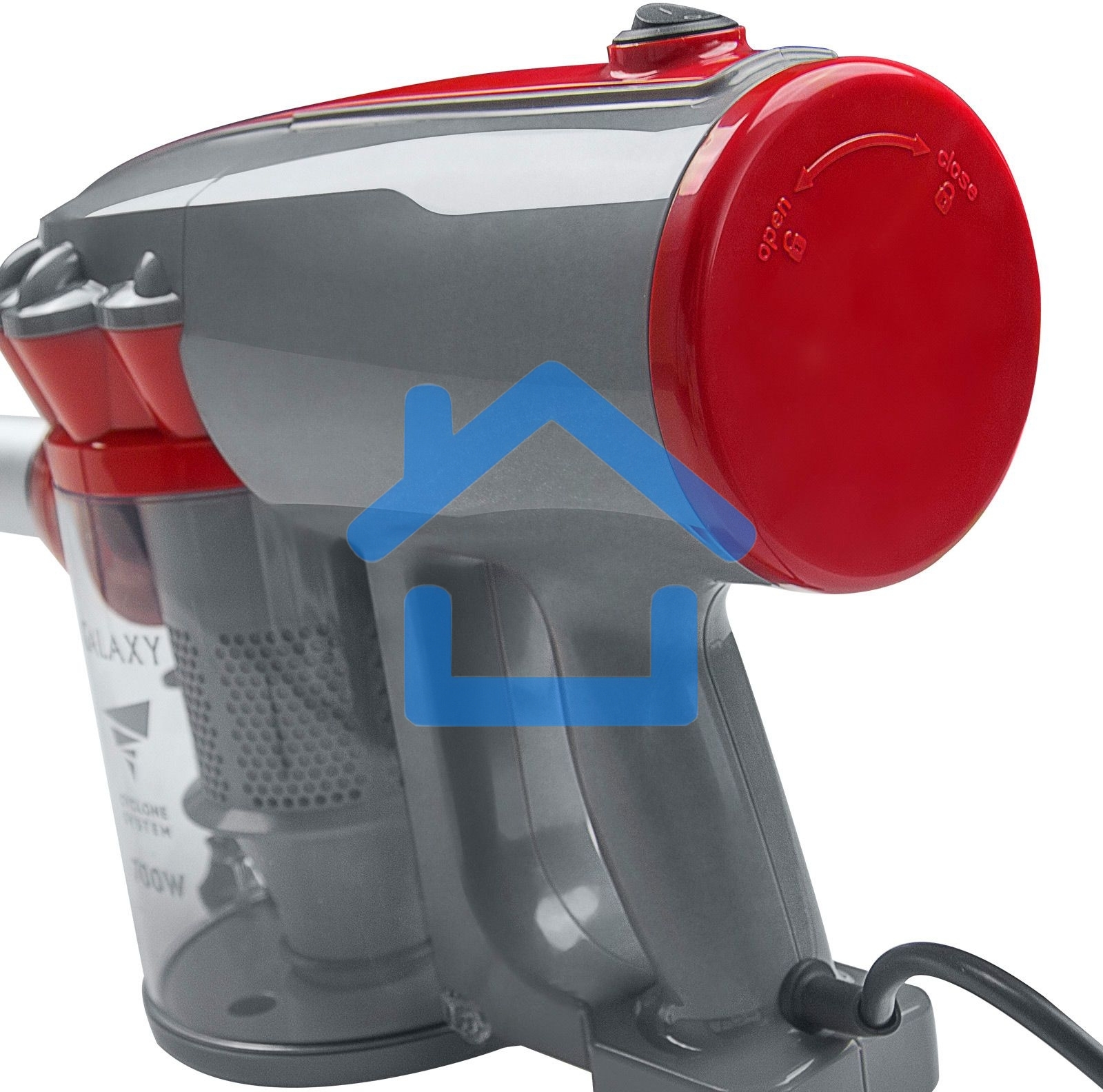 Пылесос вертикальный Galaxy GL 6255 серый/красный, питание от сети, 150 Вт, уборка сухая, пылесборник 0.8 л