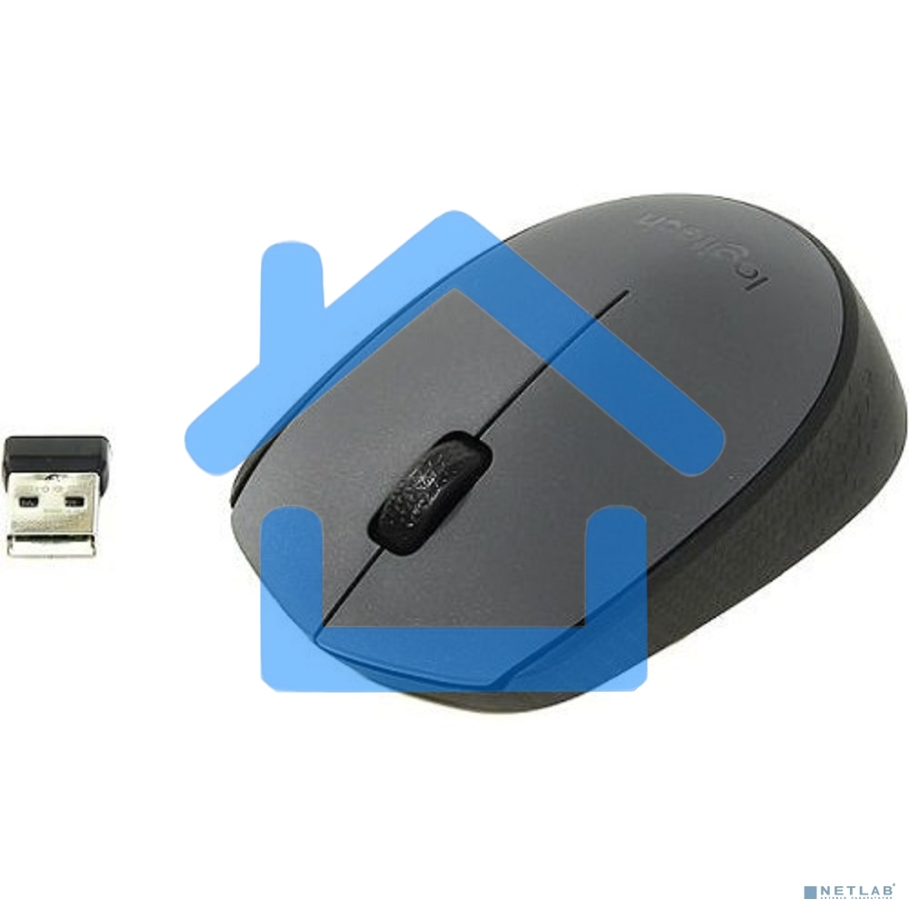 Мышь беспроводная Logitech M170 черный/темно-серый, 1000 dpi, радиоканал, USB, кнопки - 3