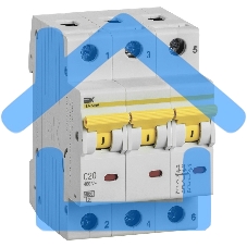 Выключатель автоматический трехполюсный ВА47-60M 20А C 6кА MVA31-3-020-C IEK