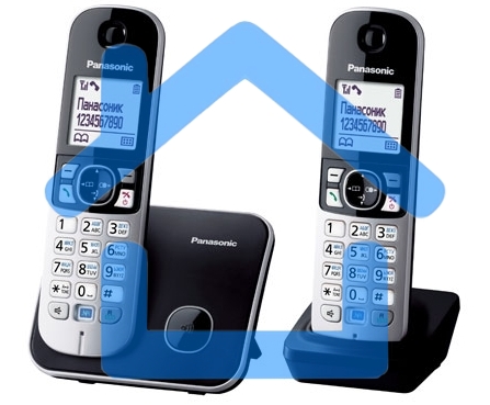 Телефон беспроводной (DECT) Panasonic KX-TG6812RU черный (труб. в компл.:2шт) АОН