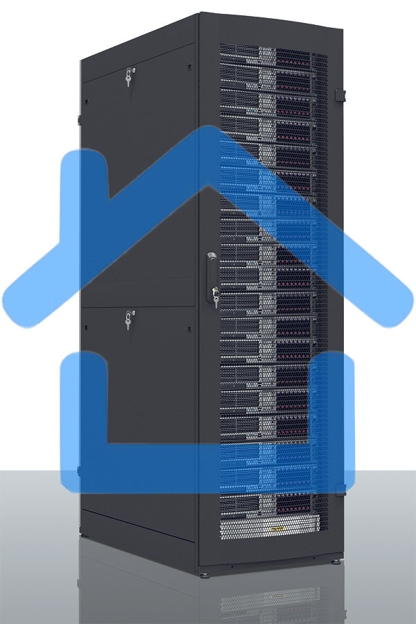 Шкаф серверный ПРОФ напольный 42U (600x1200) дверь перфорированная 2 шт., черный, в сборе, ШТК-СП-42.6.12-44АА-9005