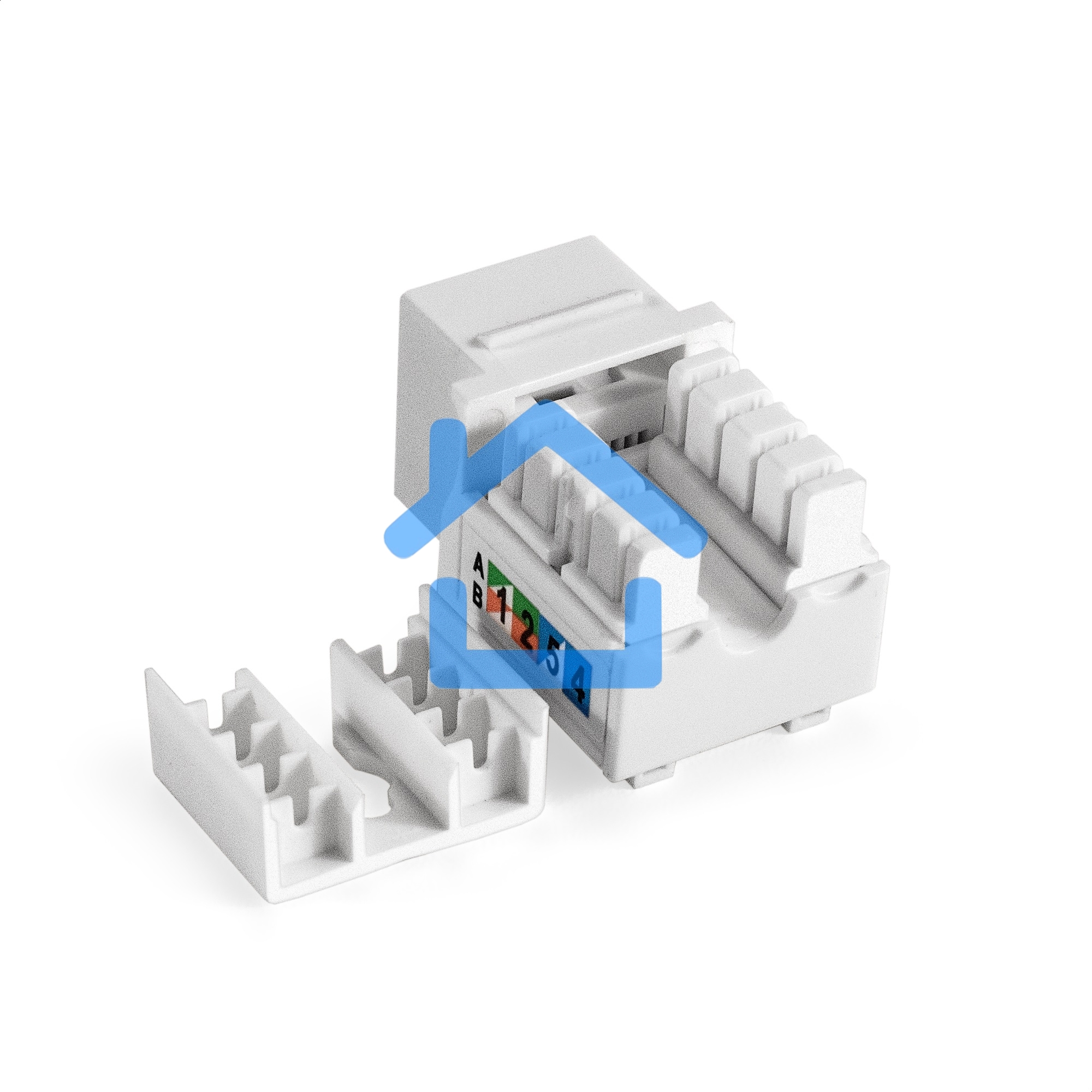 Модуль-вставка Keystone Jack RJ-45 ExeGate KJ-8P8C-U-C5e-90-110 (Кат.5e, неэкранированная, 90 градусов, IDC 110)