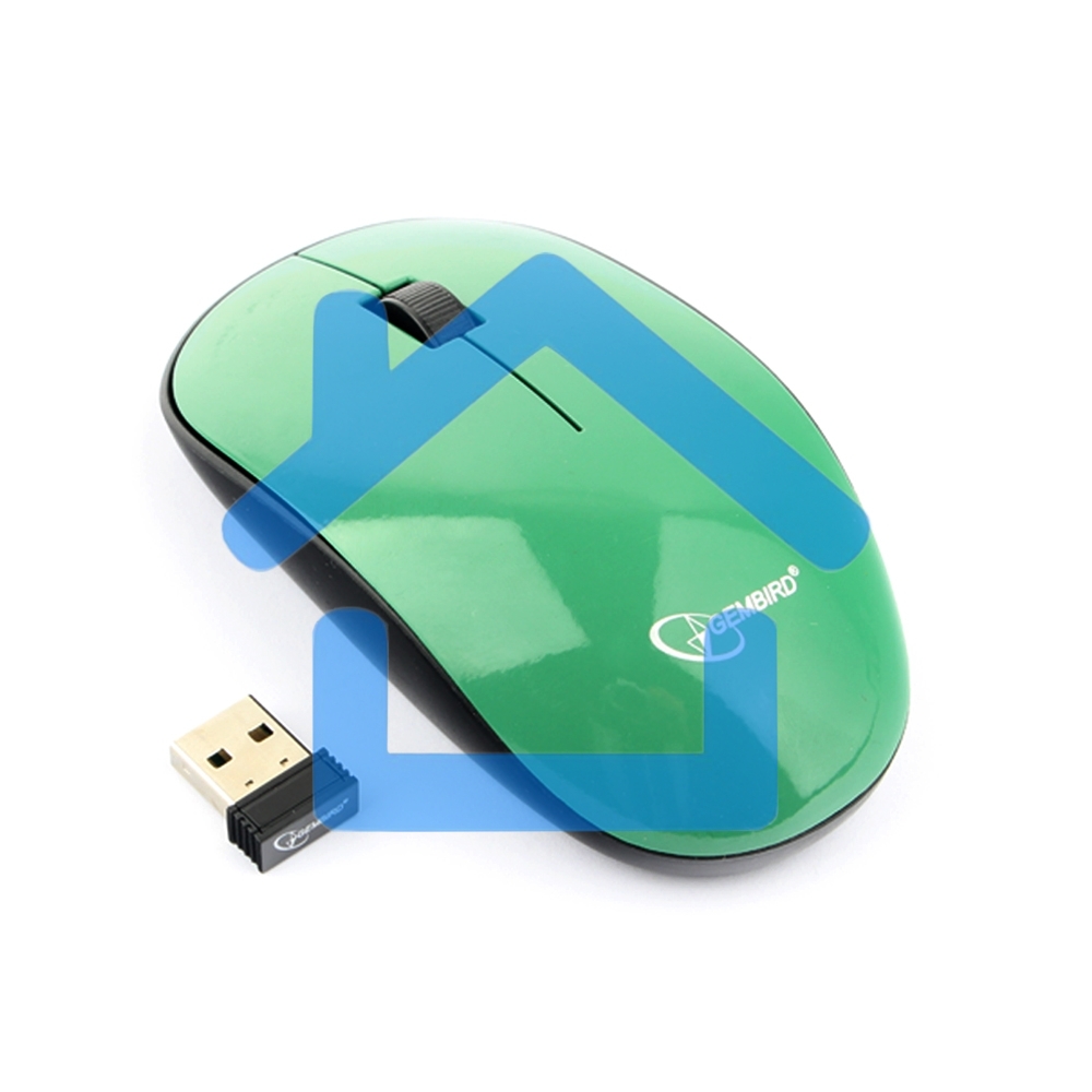 Мышь беспроводная Gembird MUSW-111-GRN зеленый, 1200 dpi, радиоканал, USB, кнопки - 3