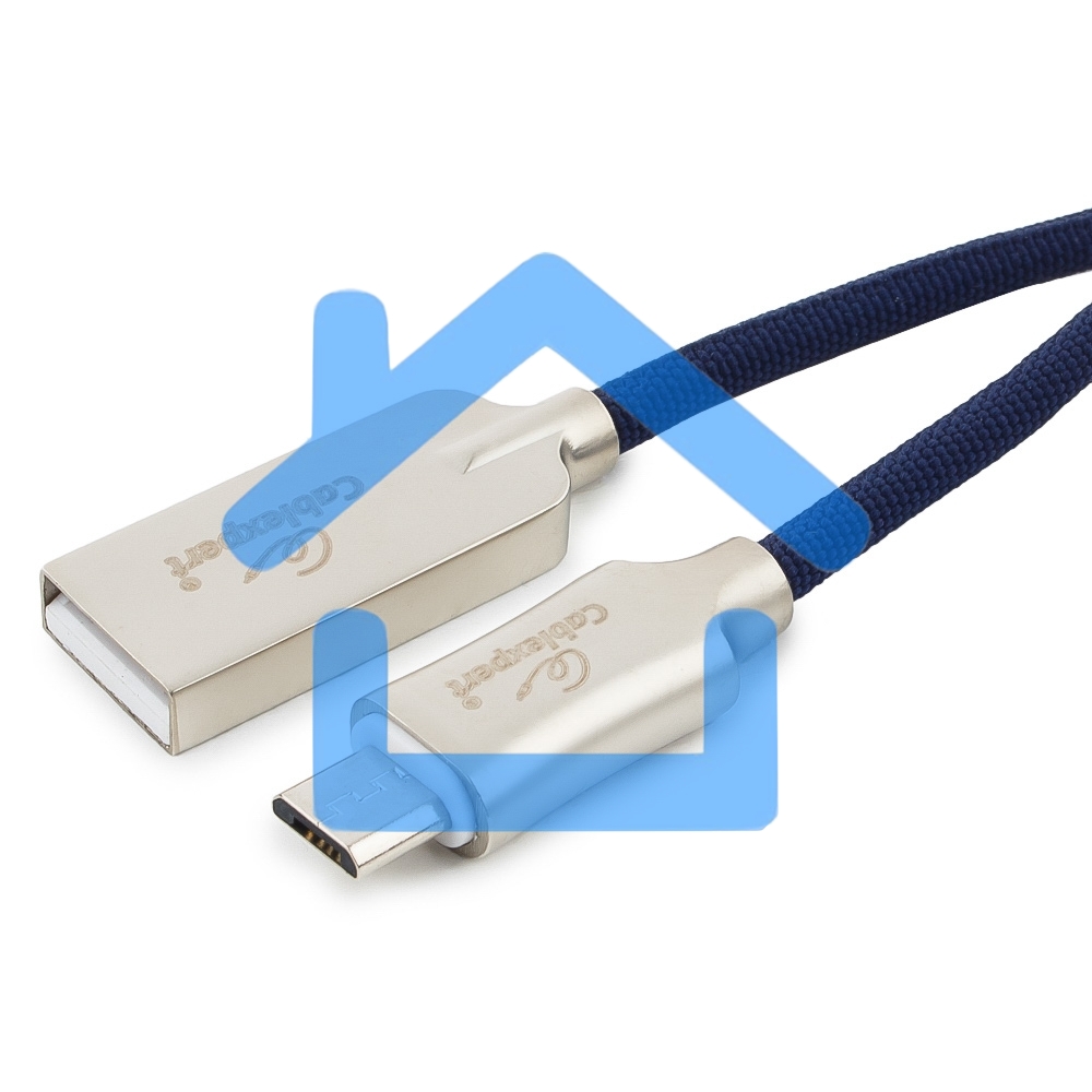 Кабель USB 2.0 Cablexpert CC-P-mUSB02Bl-1M, AM/microB, серия Platinum, длина 1м, синий, блистер