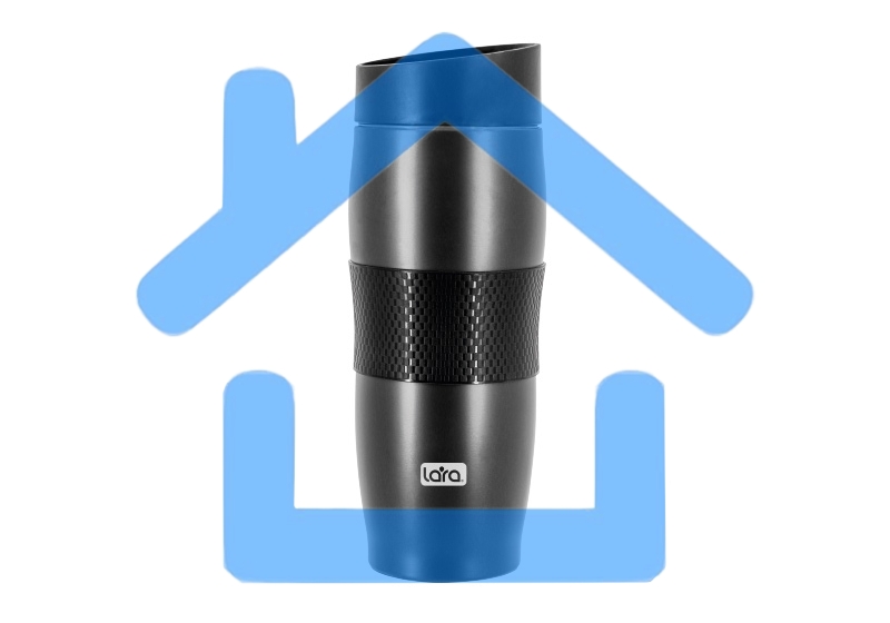 Термокружка LARA LR04-24 <Black> 380мл, двойные стенки, вакуум, сталь/силикон черный