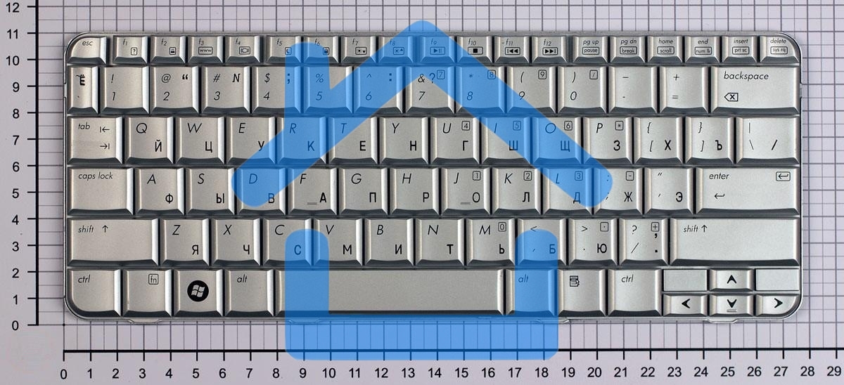 Клавиатура для ноутбука HP Pavilion TX1000 TX2000 TX2500 серебристая