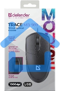 Мышь проводная Defender Trace MB-989 черный, 1000 dpi, USB, кнопки - 3