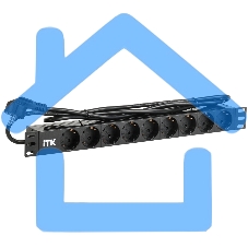 Блок розеток 9 розеток ITK PH22-9D1 PDU нем. ст, 1U, шнур 2м вилка нем. ст ал.проф