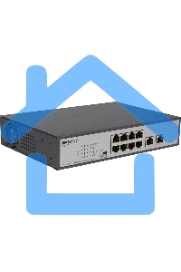 Неуправляемый PoE-коммутатор ORIGO Unmanaged Switch 8x1000Base-T PoE, 2x1000Base-T, PoE Budget 120W, Long-range PoE up to 250m, 19