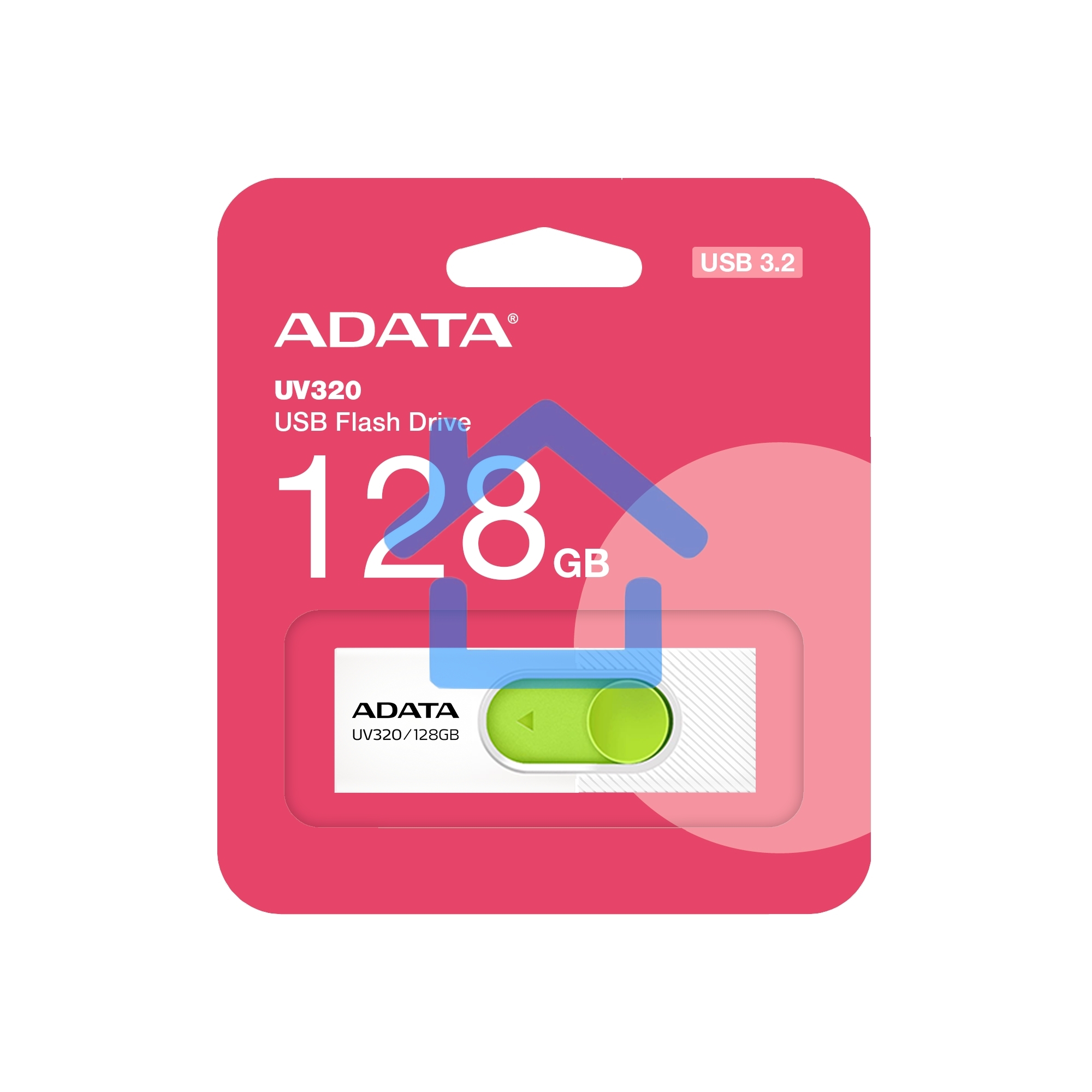 Флешка USB R/W ADATA R/W 128Gb USB 3.2 Gen1 AUV320-128G-RWHGN белый/зеленый
