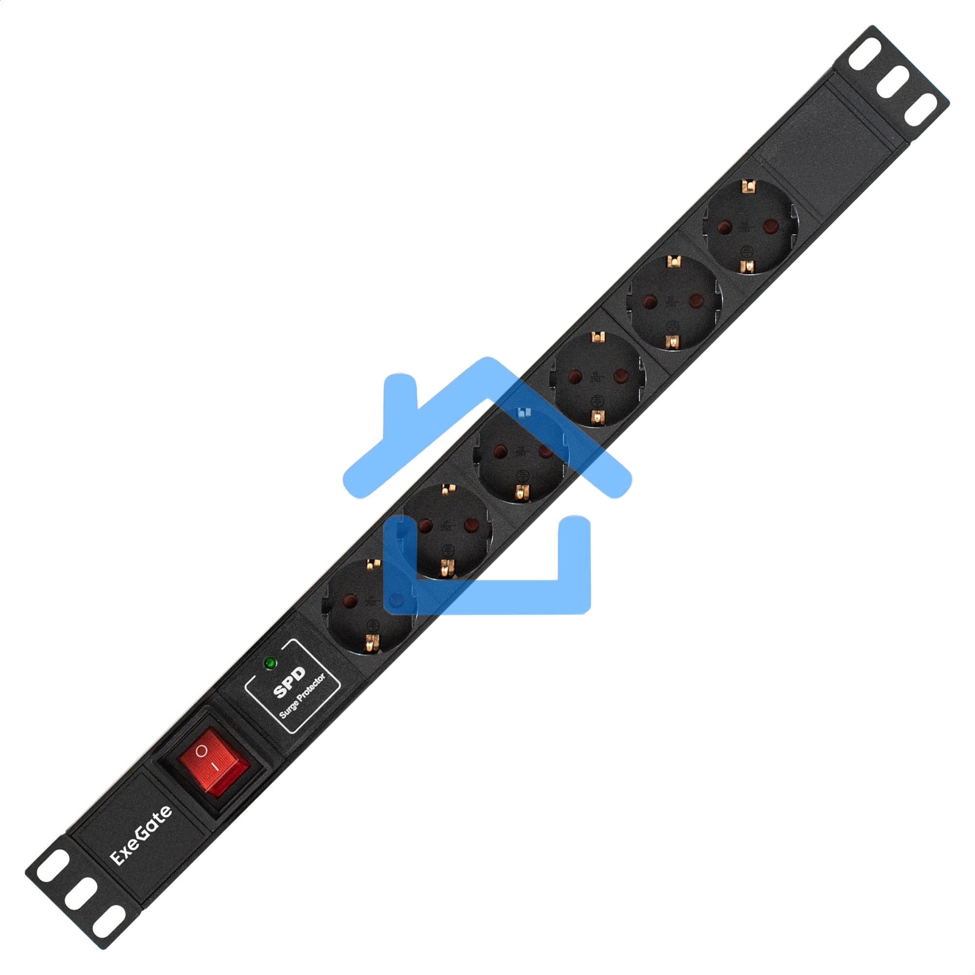 Блок розеток горизонтальный ExeGate ServerPro PDU-19H607 Al-6S-C14-SW-SPD1, 19