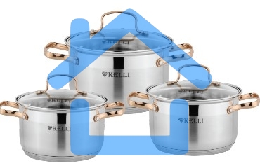 Набор посуды KELLI KL-4214 6 пред.(Кастрюля с жаропрочной стекл. крышкой 2.1л. Кастрюля с жаропрочной стекл. крышкой 3л. Кастрюля с жаропрочной стекл. крышкой 4л. Мерная шкала внутри. Высококачественная нержавеющая сталь 18/10. 5-ти слойное капсульное дно