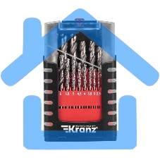 Набор сверл по металлу 1-10мм (через 0,5мм), 19 шт. Р6М5 Ш/Х KRANZ