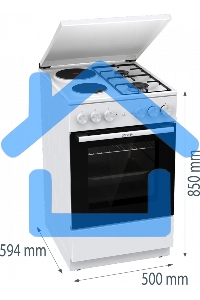Плита комбинированная Gorenje GK5A12WG белый, конфорок 2 газовых и 2 электрических, духовка 68 л, 50 см x 85 см x 59.4 см