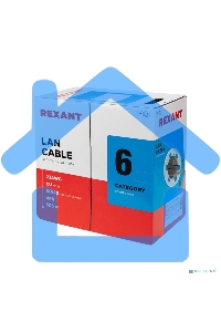 Кабель витая пара Rexant U/UTP, категория 6, ZH нг(А)-HF, 4PR, 23AWG, внутренний, серый, 305 м