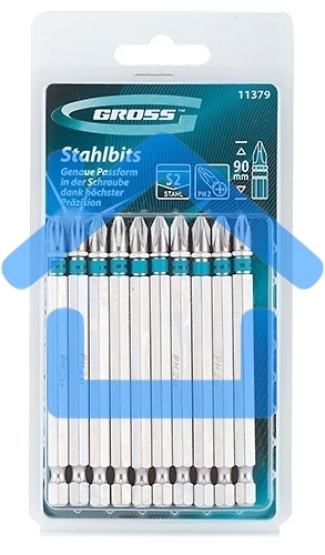 Набор бит GROSS 11379 PH2х90, сталь S2, 10шт