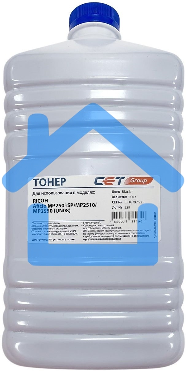 Тонер Cet UN08 CET8797500 черный бутылка 500гр. для принтера RICOH Aficio MP2501SP/MP2510/MP2550