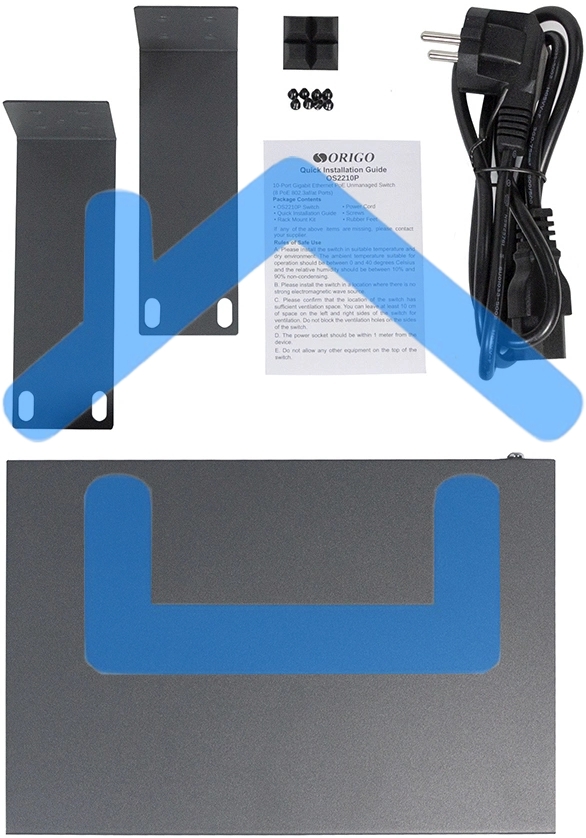 Неуправляемый PoE-коммутатор ORIGO Unmanaged Switch 8x1000Base-T PoE, 2x1000Base-T, PoE Budget 120W, Long-range PoE up to 250m, 19