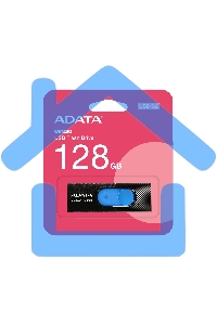 Флешка USB ADATA UV320 (AUV320-128G-RBKBL), 128 Gb, USB 3.2, R/W 100/30, черный/голубой