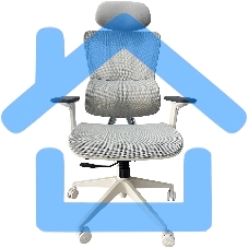 Кресло компьютерное Cactus CS-CHR-MC02GY серый, сетка, эко.кожа, с подголов. крестов. пластик белый