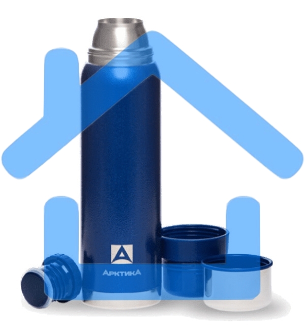 Термос бытовой, вакуумный (для напитков), 900 мл, Арктика 106-900 (синий) (уп-ка 6шт)