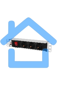 Блок розеток ЦМО Rem-10 без шнура с выкл., 3 Schuko, вход IEC 60320 C14, 10A, алюм., 10