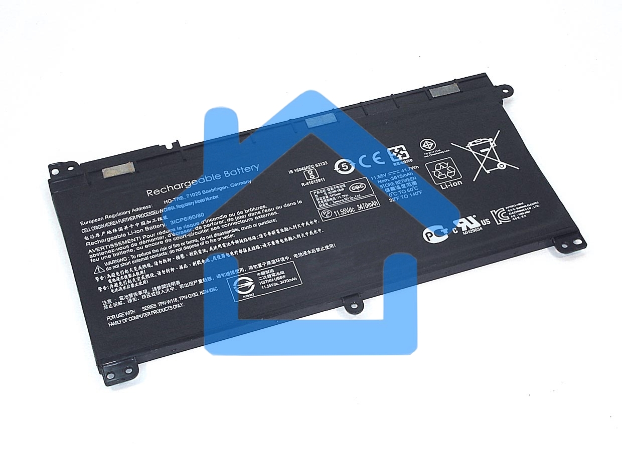 Аккумуляторная батарея для ноутбука HP Pavilion X360 (BI03XL) 11,55V 41,7Wh черный