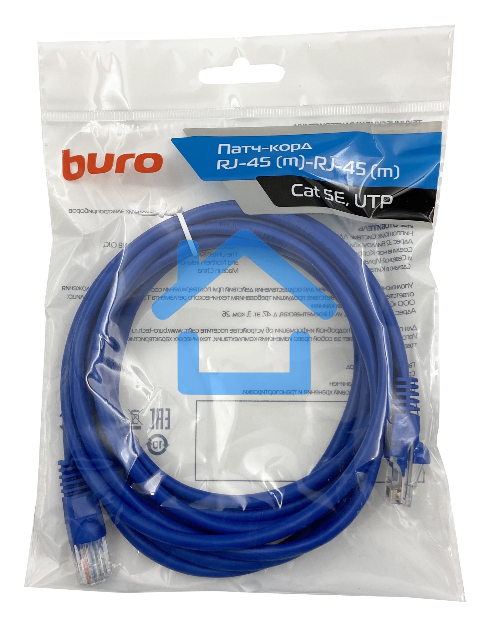 Патч-корд Buro UTP cat5E 3м синий RJ-45 (m)-RJ-45 (m)