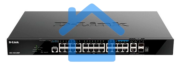 Коммутатор управляемый L3 стекируемый D-Link DGS-1520-28MP/A1A с 20 портами 10/100/1000Base-T, 4 портами 100/1000/2.5Gbase-T, 2 портами 10Gbase-T и 2 портами 10Gbase-X SFP+