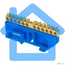 Шина нулевая N 6х9 12 отвер. латунь син. изолятор на DIN-рейку PROxima EKF sn0-63-12-d