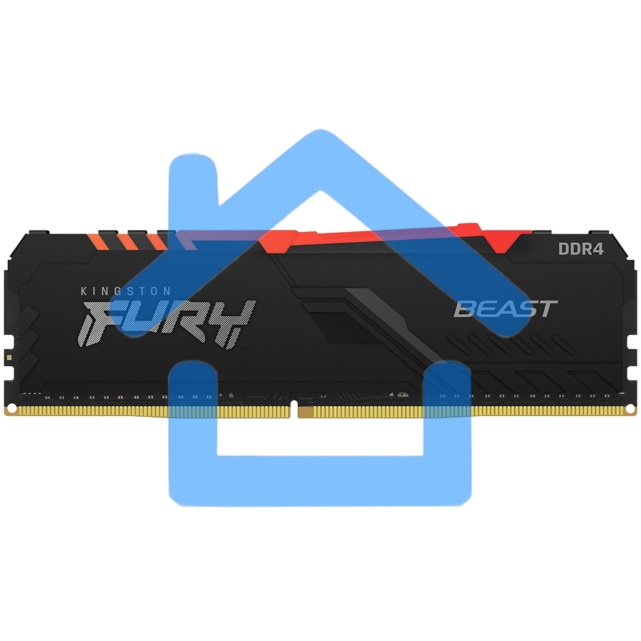 Оперативная память Kingston Fury Beast, DDR4, 16Gb (1x16Gb), 3200MHz, CL16, DIMM, радиатор, RGB, черный