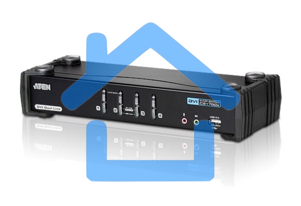 Переключатель KVM ATEN CS1784A-AT-G KVM+Audio+USB 2.0, 1 user USB+DVI => 4 cpu USB+DVI, со шнурами USB 4х1.8м., 2560x1600 60Hz DVI-D Dual Link/2048x
