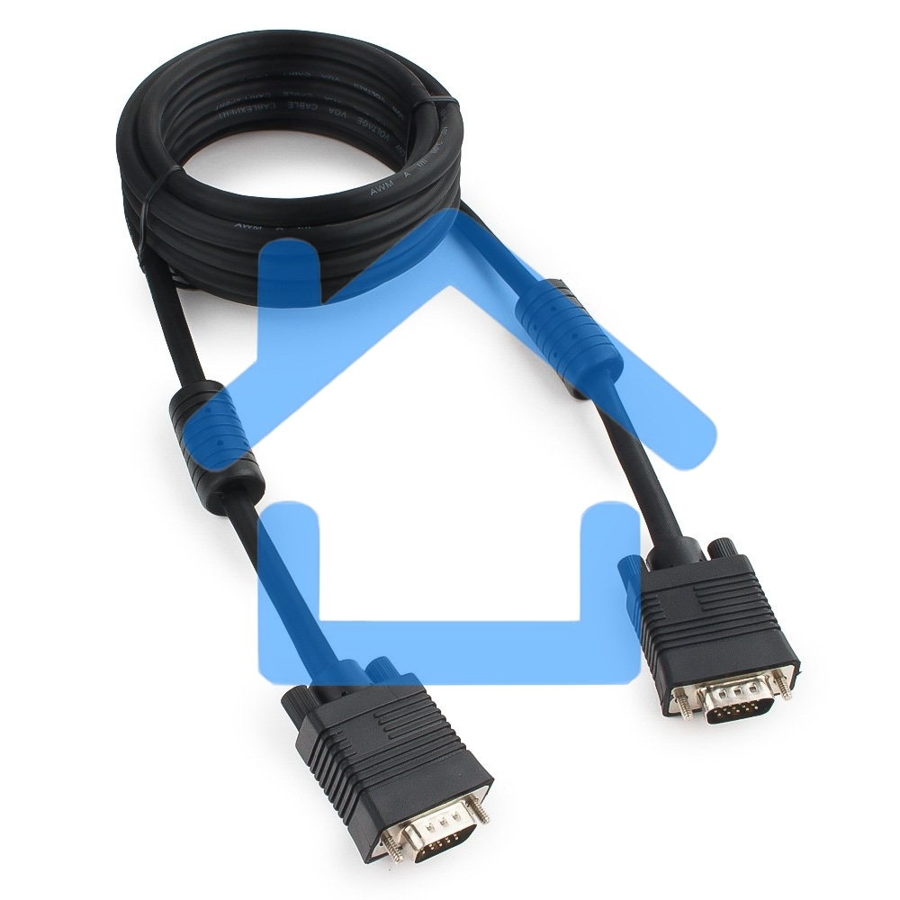 Кабель VGA Premium Cablexpert CC-PPVGA-10-B, 15M/15M, 3.0м, черный, тройной экран, феррит.кольца, пакет