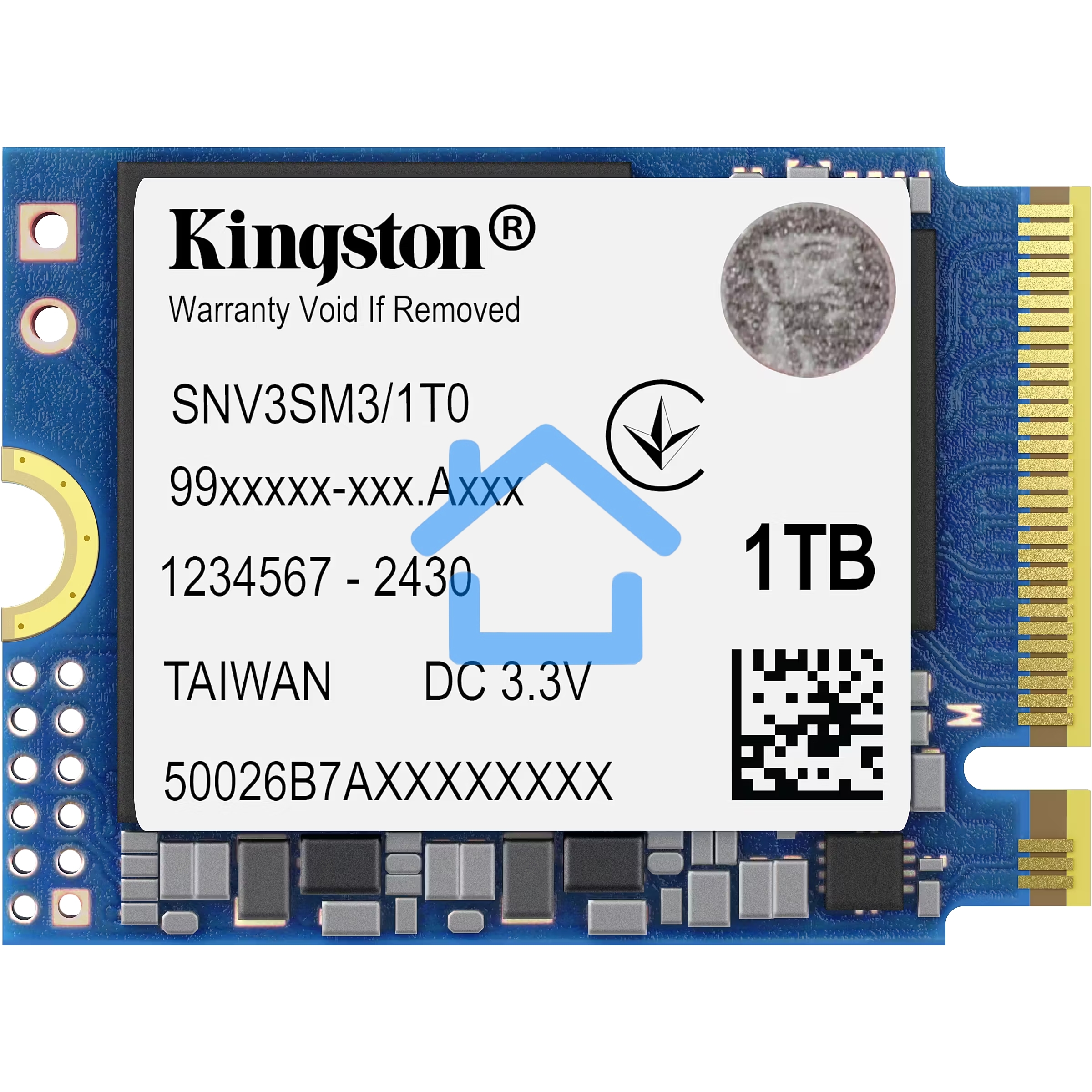 Накопитель SSD Kingston NV3, 1000Gb, M.2(22x30мм), NVMe, PCIe 4.0 x4, 3D TLC, R/W 6000/4000Mb/s, TbW 320, DWPD 0.2 (60 мес)