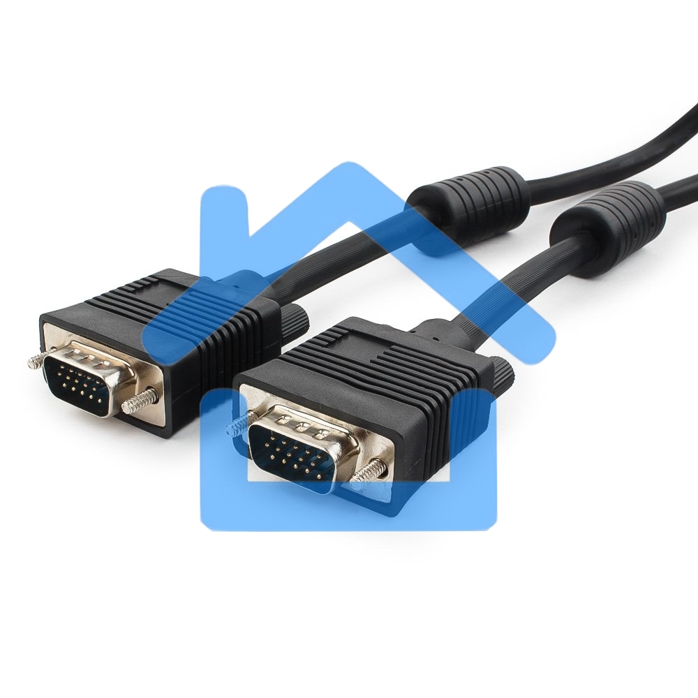 Кабель VGA Premium Cablexpert CC-PPVGA-10-B, 15M/15M, 3.0м, черный, тройной экран, феррит.кольца, пакет