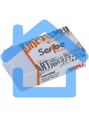 Ластик Deli EH00310 40x22x12мм белый, индивидуальная картонная упаковка