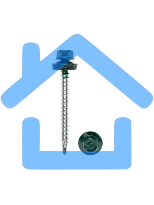 Саморез кровельный KRANZ 4,8х50, окрашенный RAL 6005, короб (150 шт/уп)