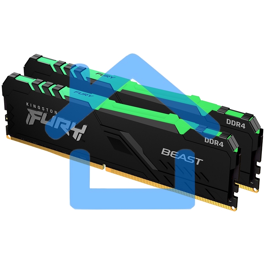 Оперативная память Kingston Fury Beast, DDR4, 16Gb (2x8Gb), 3600MHz, CL17, DIMM, с радиаторами, RGB, черный