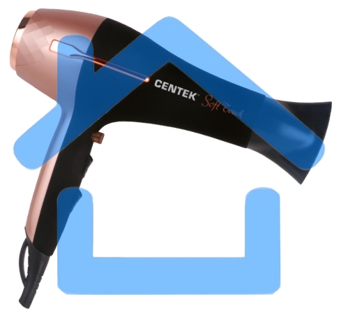 Фен Centek CT-2242 (РОЗОВОЕ ЗОЛОТО+черный) 2000Вт, 2 скорости, 3 режима, холодный обдув, Soft Touch