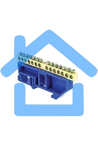 Шина нулевая N 6х9 14 отвер. латунь син. изолятор на DIN-рейку PROxima EKF sn0-63-14-d