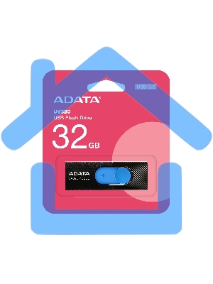 Флешка USB ADATA UV320 (AUV320-32G-RBKBL), 32 Gb, USB 3.2 Gen 1, R/W 100/30, черный/голубой