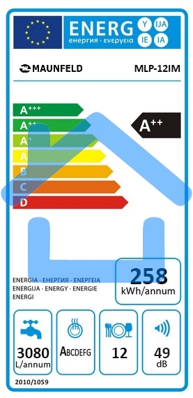 Встраиваемая посудомоечная машина Maunfeld MLP-12IM, черный, 59.8 см, 14 компл., 44 дБ, класс A++