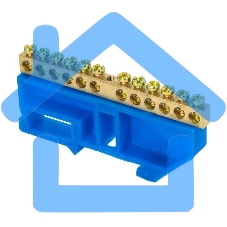 Шина нулевая N 6х9 12 отвер. латунь син. изолятор на DIN-рейку PROxima EKF sn0-63-12-d