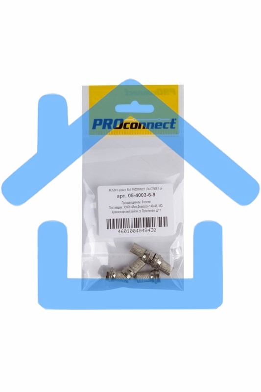 Разъем антенный на кабель Proconnect, штекер F для кабеля RG-6, (5шт.) (пакет)