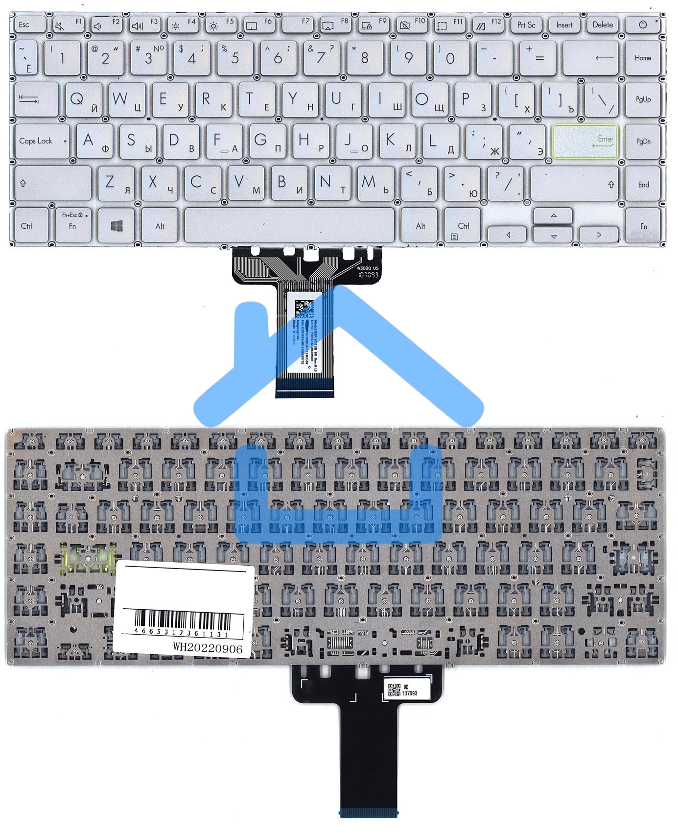 Клавиатура для ноутбука Asus K413JA серебристая
