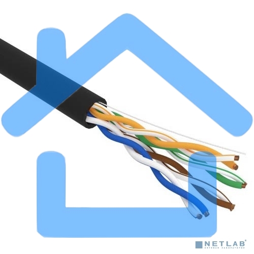 Кабель витая пара U/UTP, CAT 5e, PE, 4PR, 24AWG, OUTDOOR, SOLID, черный, 305м, РФ Rexant